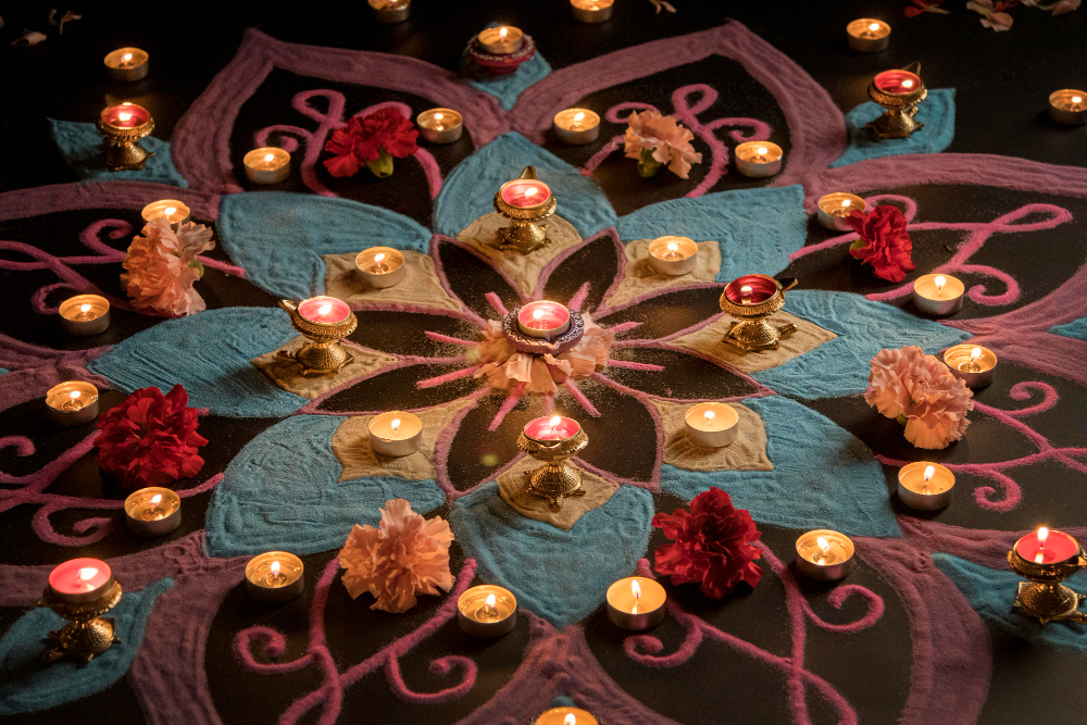 The Radiance of Diyas and Candles décor for Indian and Asian wedding in London Uk